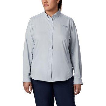 Columbia PFG Tamiami II Long Sleeve Plus Size, Camisa Grises Para Mujer | 432871-AMF